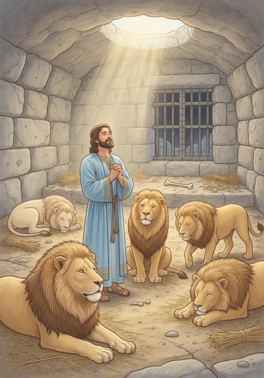 Daniel and the lions — Bible coloring picture