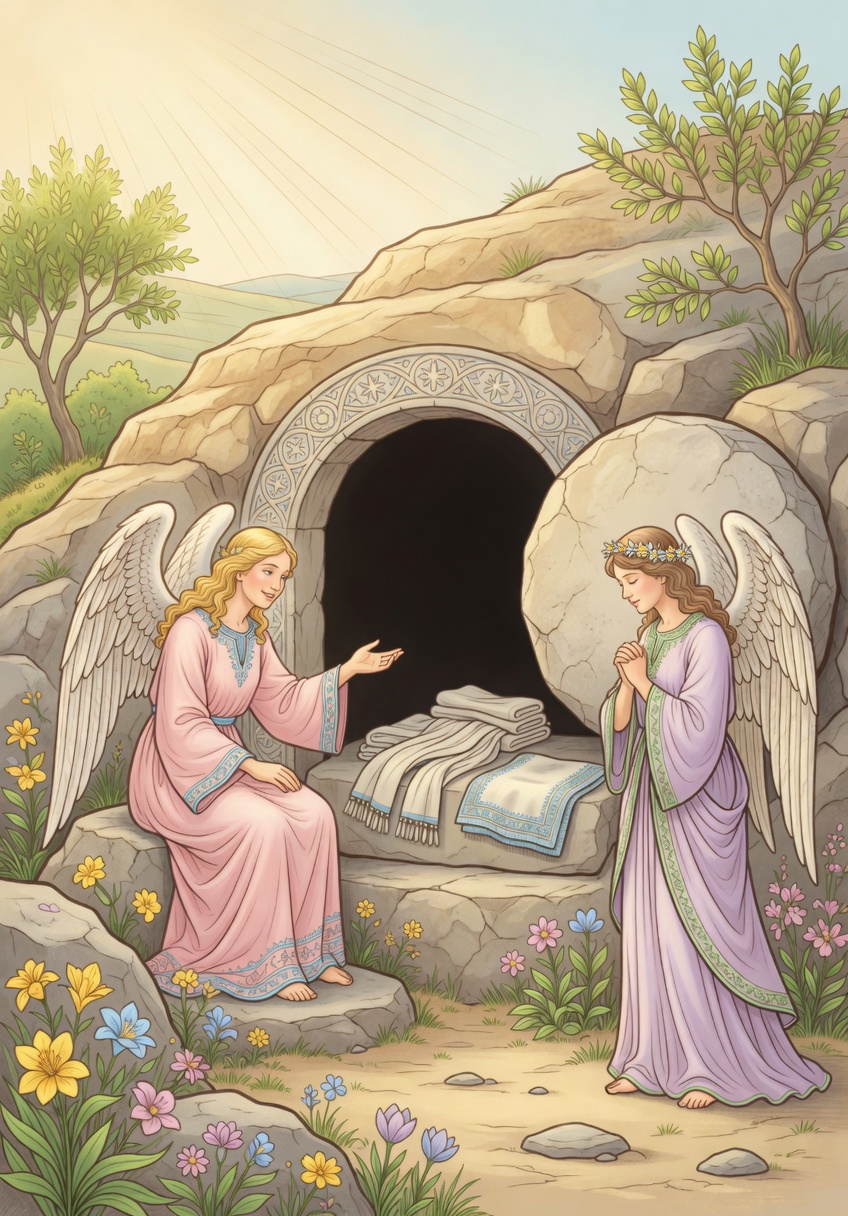 Empty tomb — Bible coloring picture