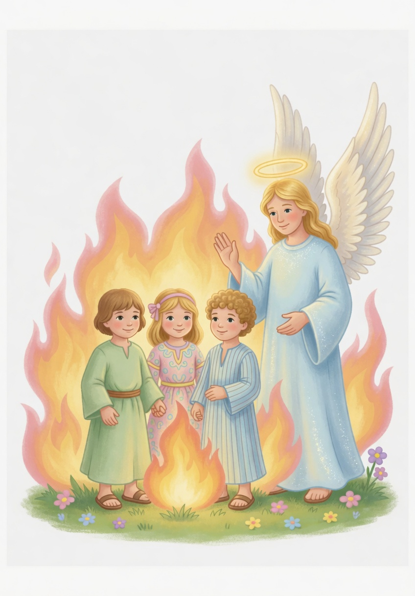 Fiery furnace — Bible coloring picture