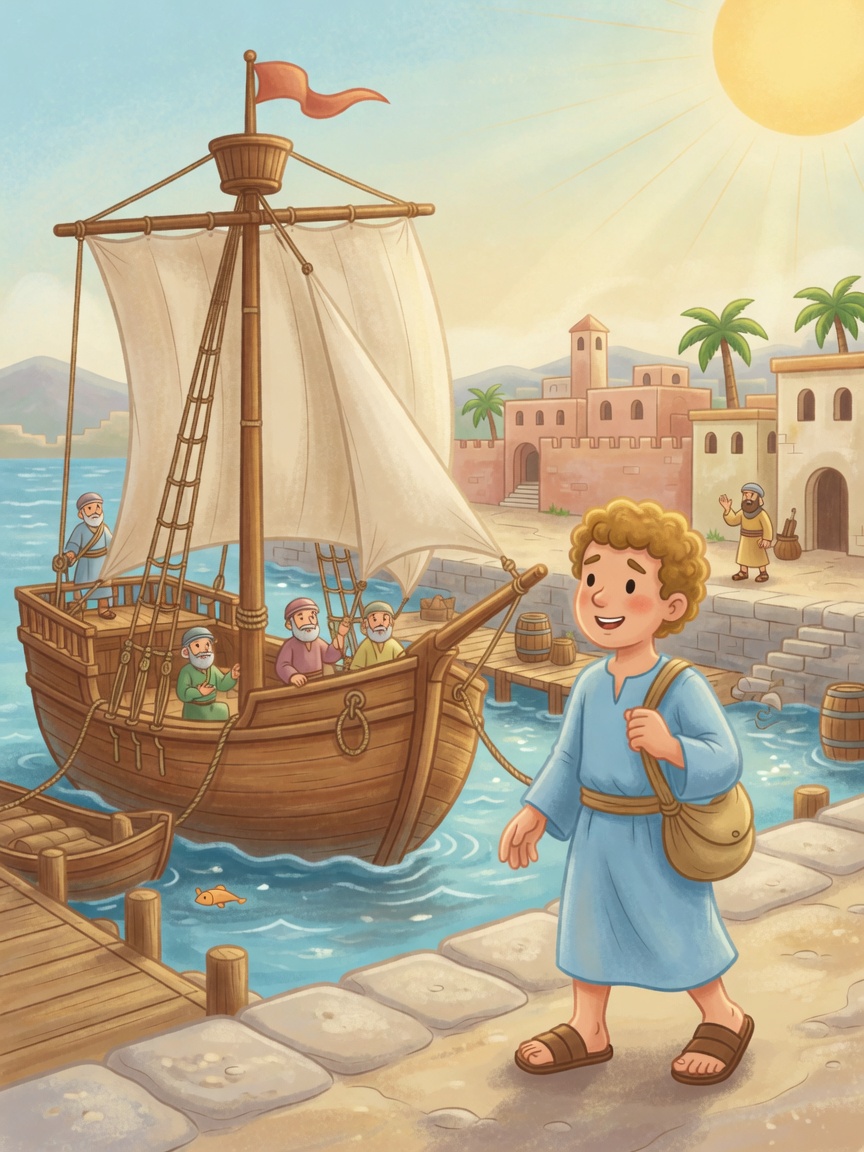 Jonah and the big fish — Bible coloring picture