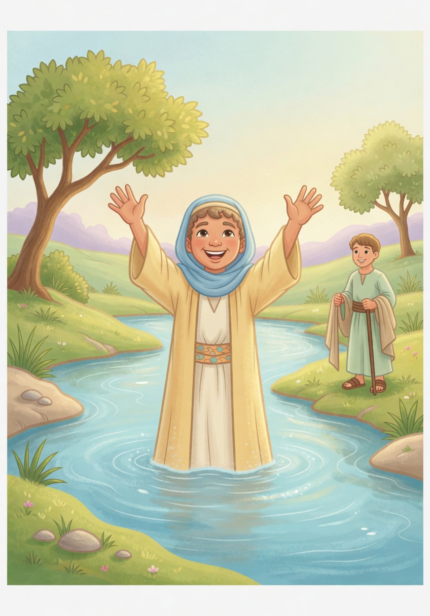 Naaman healed — Bible coloring picture